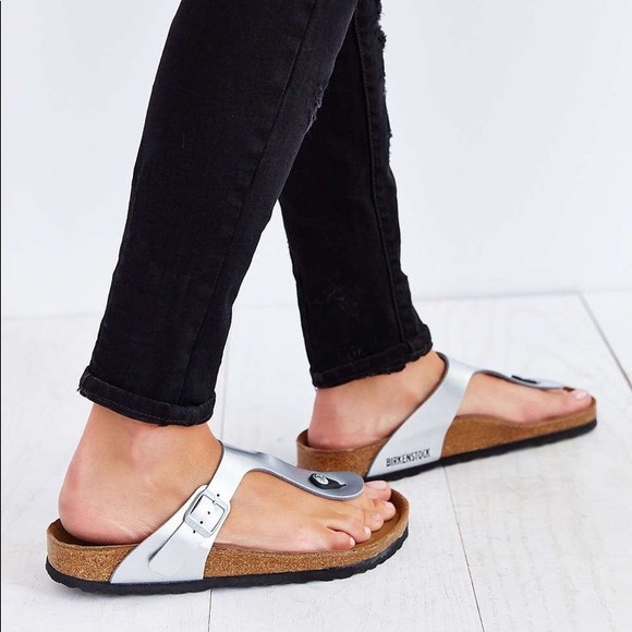 silver gizeh birkenstock sandals